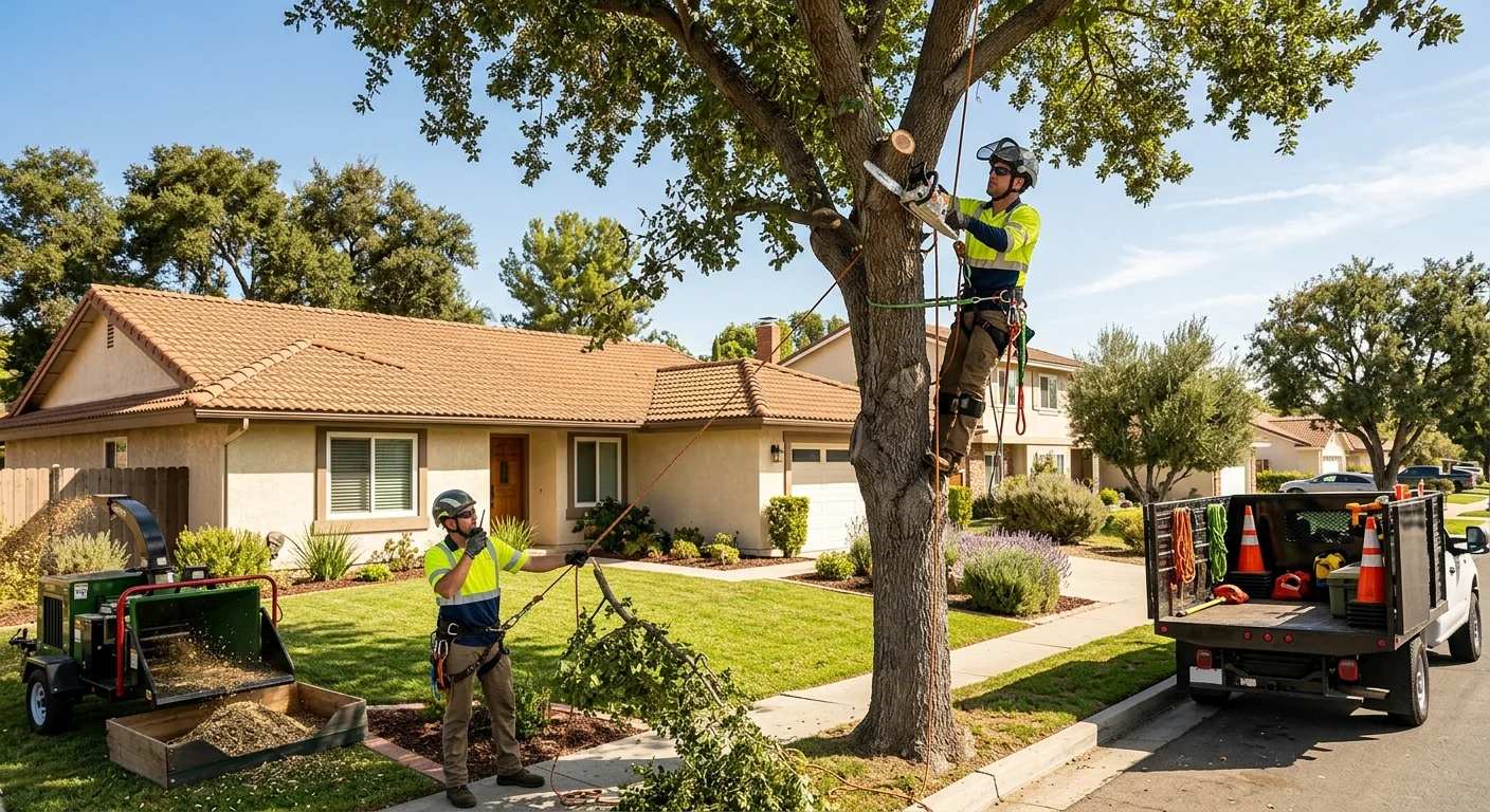 Ground-level finish after stump grinding on a tidy Moorpark residential property