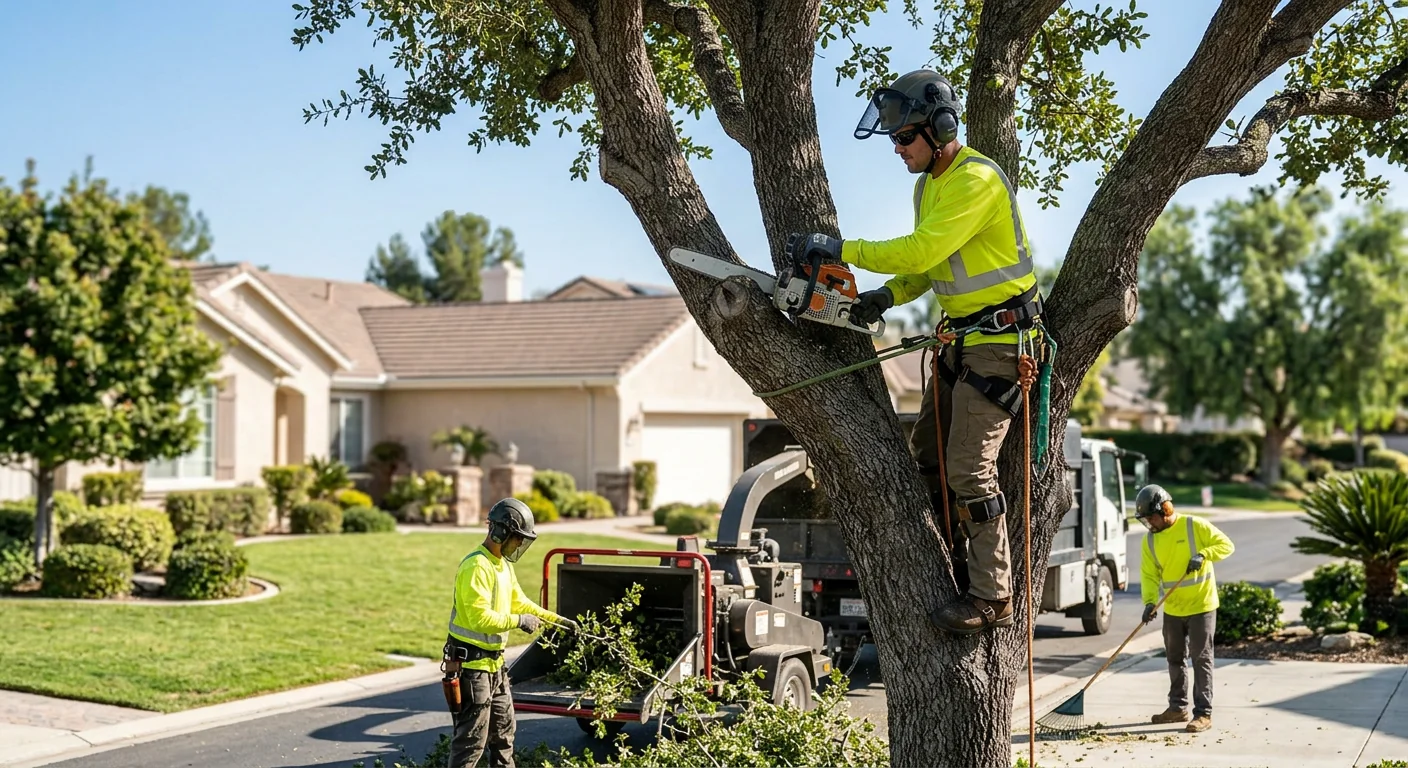 [Tree service](http://www.pepperpiketreeservice.com/) crew pruning a mature canopy on a residential Moorpark property with modern equipment