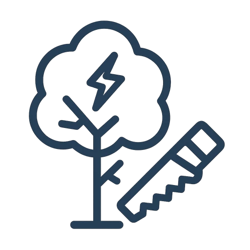 Cleanup of scattered storm debris and broken limbs across a lot